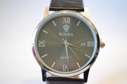 Мужские классические наручные часы Rolex Quarz (Black)